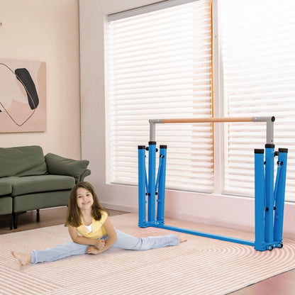Kids Foldable Gymnastics Bar with 13 Adjustable Height