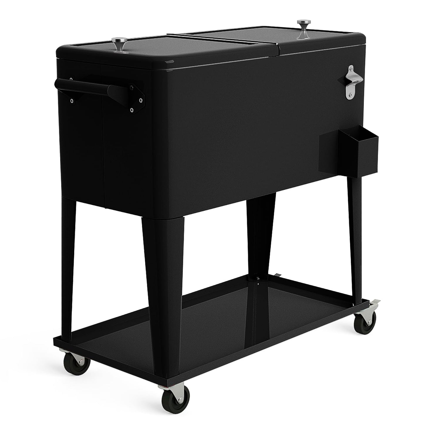 80-Quart Rolling Ice Chest Beverage Cooler Cart with Shelf
