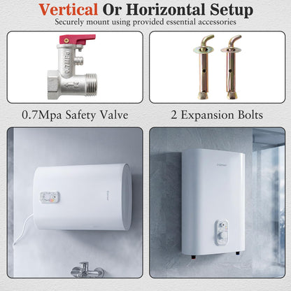 25L Electric Water Heater with Dual Power and Anti-Scale Enamelled Tank Eco Mode