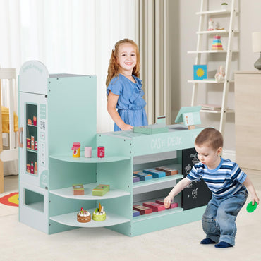 Kids Grocery Store Playset with Cash Register and Writable Chalkboard