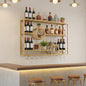 Wall Mounted Wine Rack, 3-Tier Hanging Bar Shelves