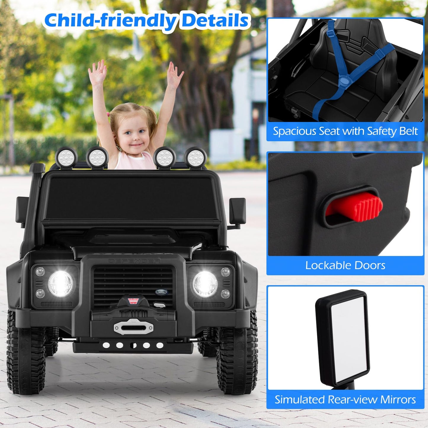 12V Kids Ride on Car, Land Rover Licensed Electric Cars with Remote Control