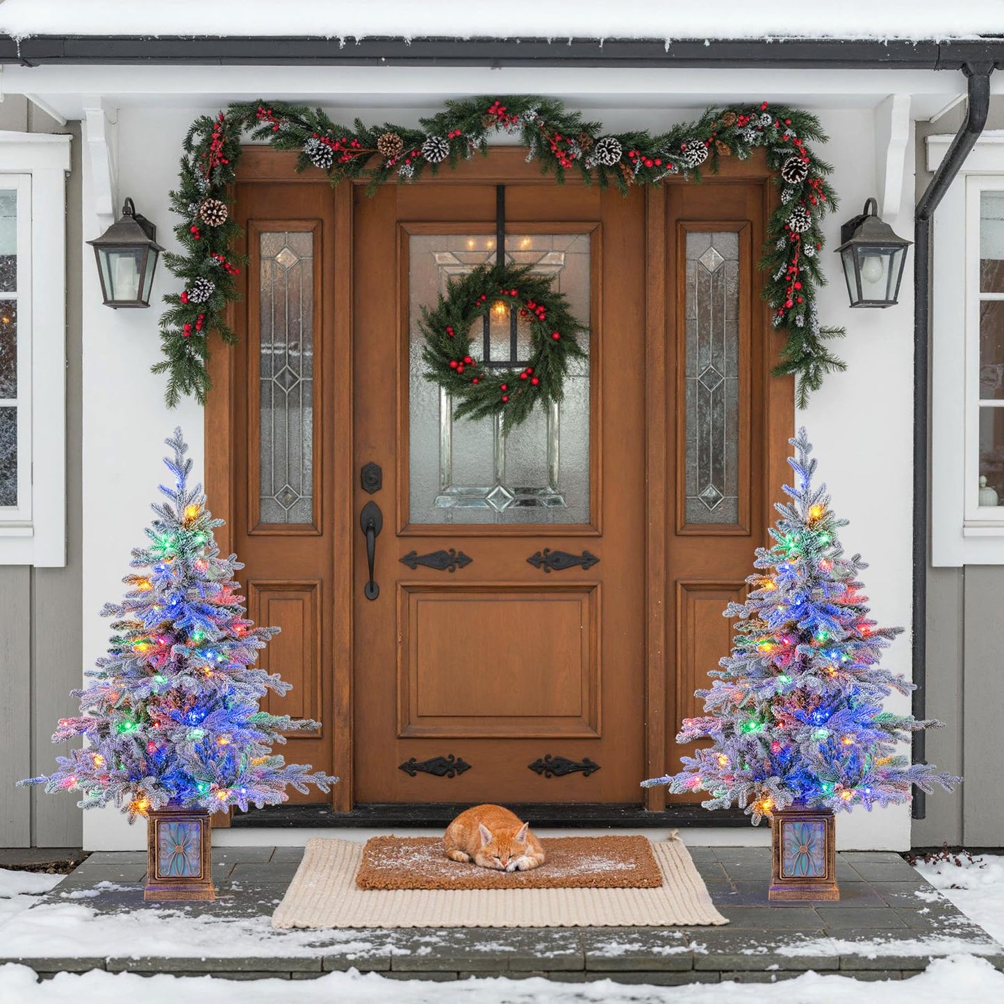 4 FT Pre-lit Artificial Christmas Trees 100 Multi-color and Warm White Dimmable Lights