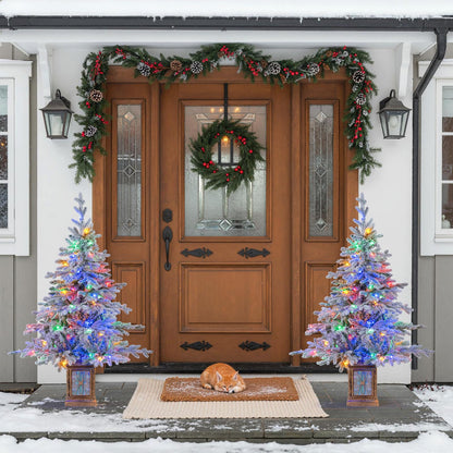 4 FT Pre-lit Artificial Christmas Trees 100 Multi-color and Warm White Dimmable Lights