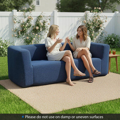 Double Inflatable Couch Portable Blow Up Sofa with Detachable Cover
