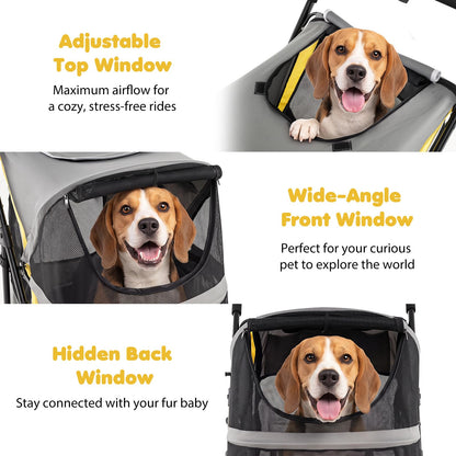 Dog Stroller for Large Dogs with One-Step Brake & Mesh Windows and Storage Bag