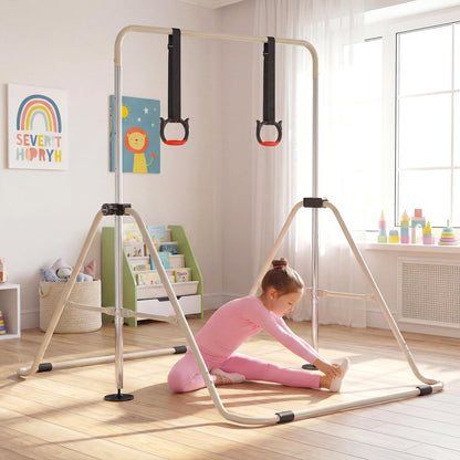 Folding Gymnastics Bar, Height Adjustable Horizontal Kip Bars with Anti-slip Base