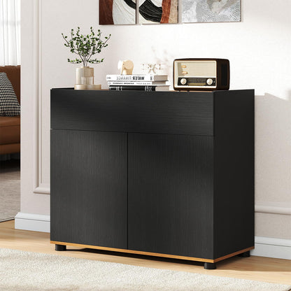 Storage Cabinet, 2 Door Buffet Sideboard with Push-to-Open Design, Drawer & 2 Anti-tipping Devices