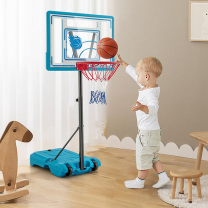 Swimming Pool Basketball Hoop 3.8-4.4FT Height Adjustable Poolside Basketball Goal System with Wheels and Fillable Base