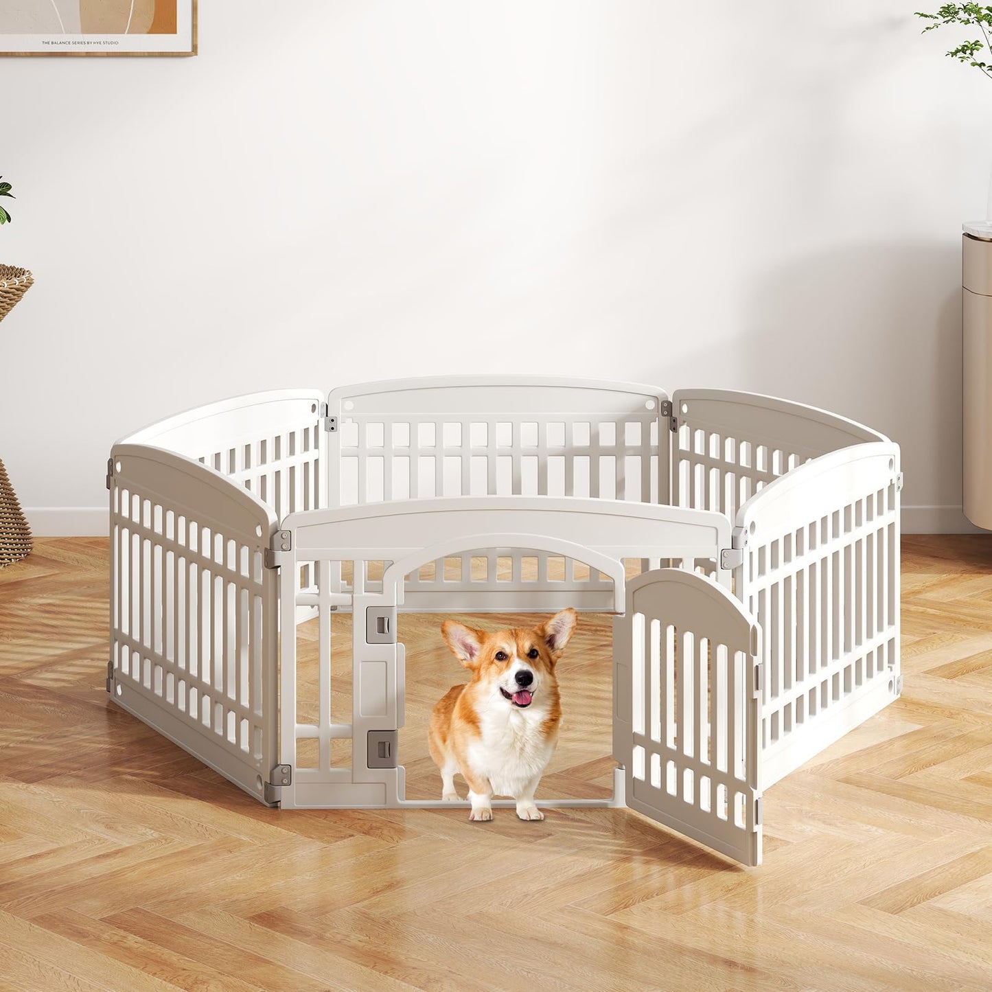 6-Panel 60cm Plastic Dog Playpen for Medium and Small Dogs