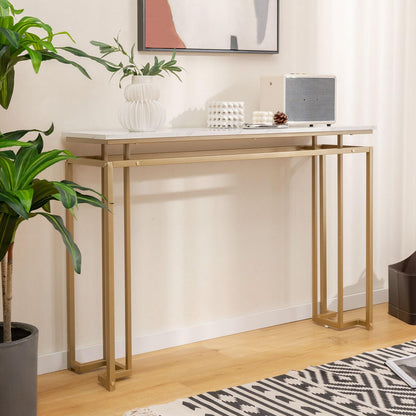 120cm Long Faux Marble Slim Entryway Table Sofa Side Table