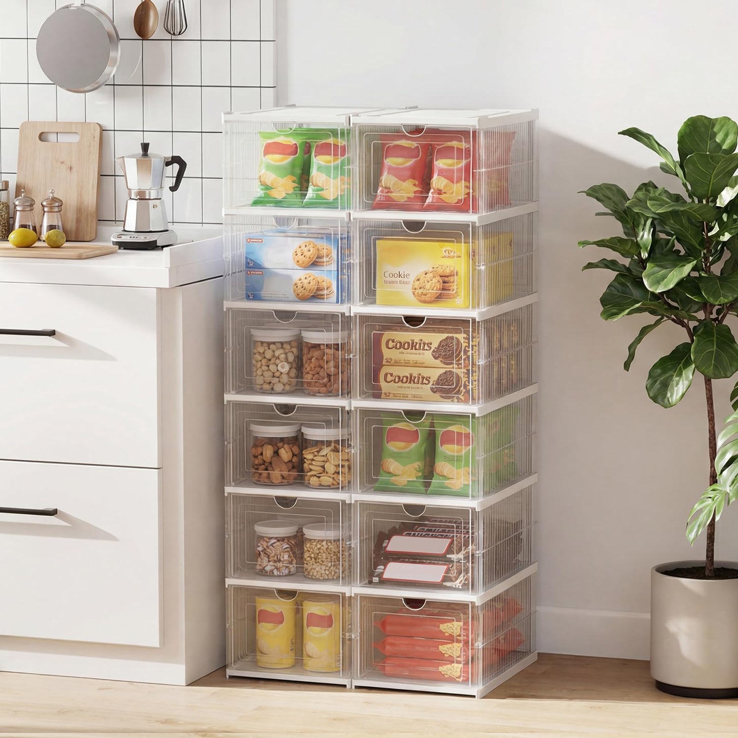6-Tier Portable Shoe Organizer Set of 2 with Flip Front Door