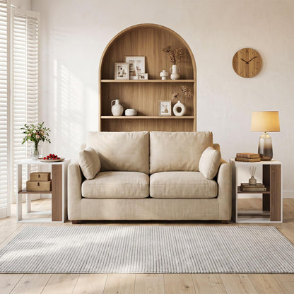 Sofa Side Table, 2-Tier Square End Table with Storage Shelf