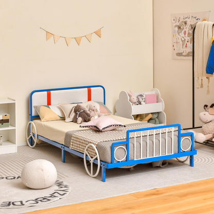 Single Size Car Shaped Kids Bed Frame with Upholstered Headboard