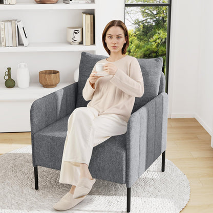 Chenille Single Seat Sofa with Cushion and Adjustable Foot Pads