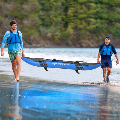 2 Person Inflatable Kayak Set with Aluminum Oars and Padded Seat
