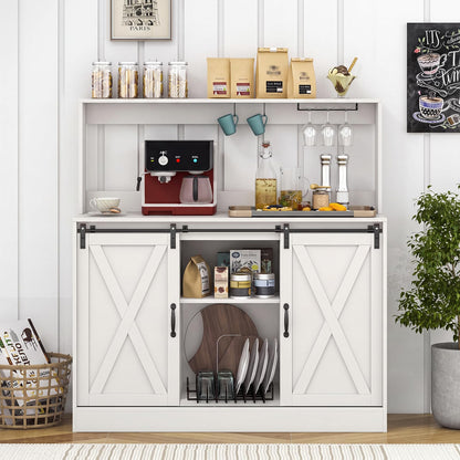 Kitchen Buffet Sideboard with Charging Station,Hutch