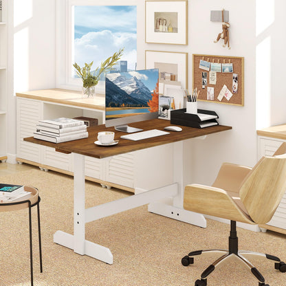 Dining Table for 4-6 People Rectangular Kitchen Table with Solid Wood Trestle Base