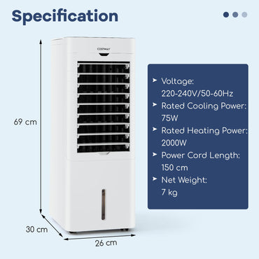 Giantex 5-in-1 Evaporative Air Cooler & Heater, Windowless Oscillating Swamp Cooler/Cooling Fan/Humidifier