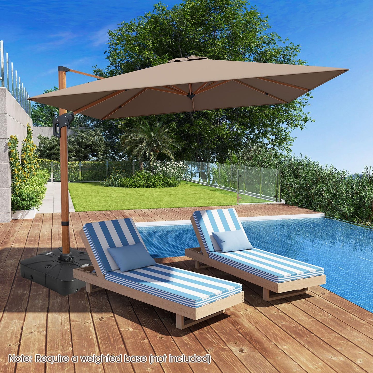 297 cm Outdoor Patio Cantilever Umbrella with 360° Rotation