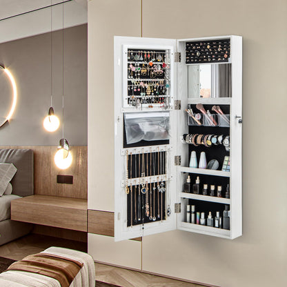 Door Hanging/Wall Mounted Jewelry Armoire with Full Length Mirror and Large Storage