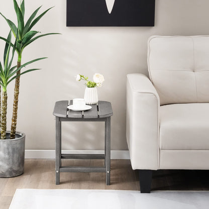 Weather-Proof HDPE Sofa End Table with Slatted Top and Curved Edge