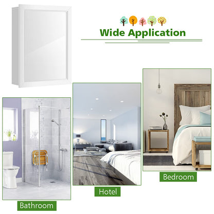Adjustable Wall Mounted Storage Cupboard with Mirror for Bathroom