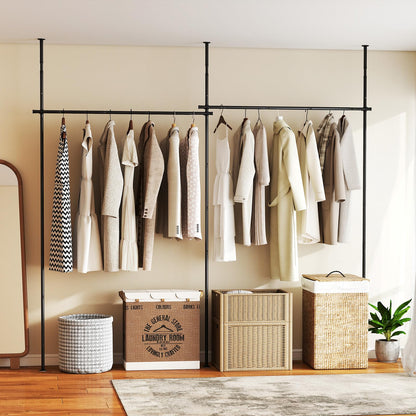 Room Divider Curtain Rod, No Drilling Adjustable Tension Rods Stand for Room Separation