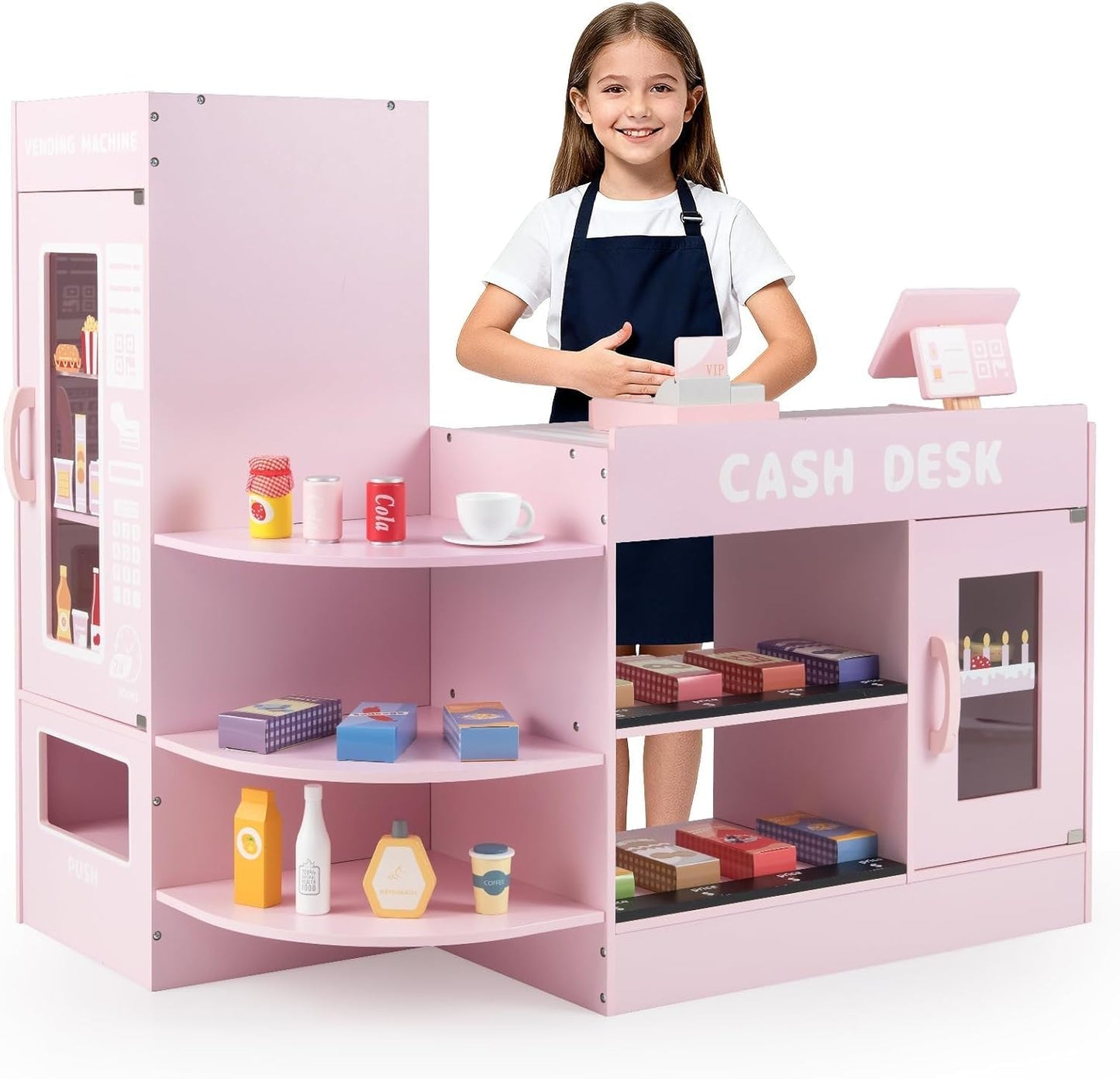 Kids Wooden Grocery Store Supermarket Play Toy Set