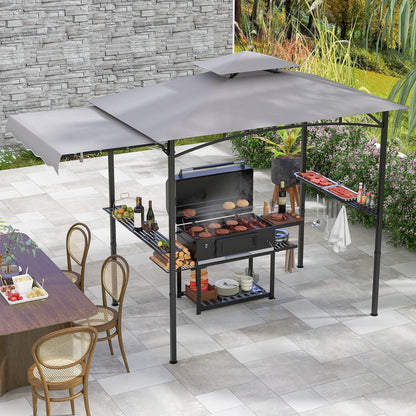 Fire Resistant Waterproof Outdoor BBQ Shelter with 2 Side Shelves