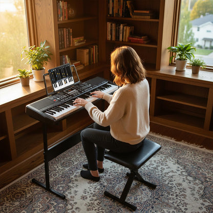 61 Key Digital Piano Keyboard, Electric Piano with Adjustable Stand & Stool