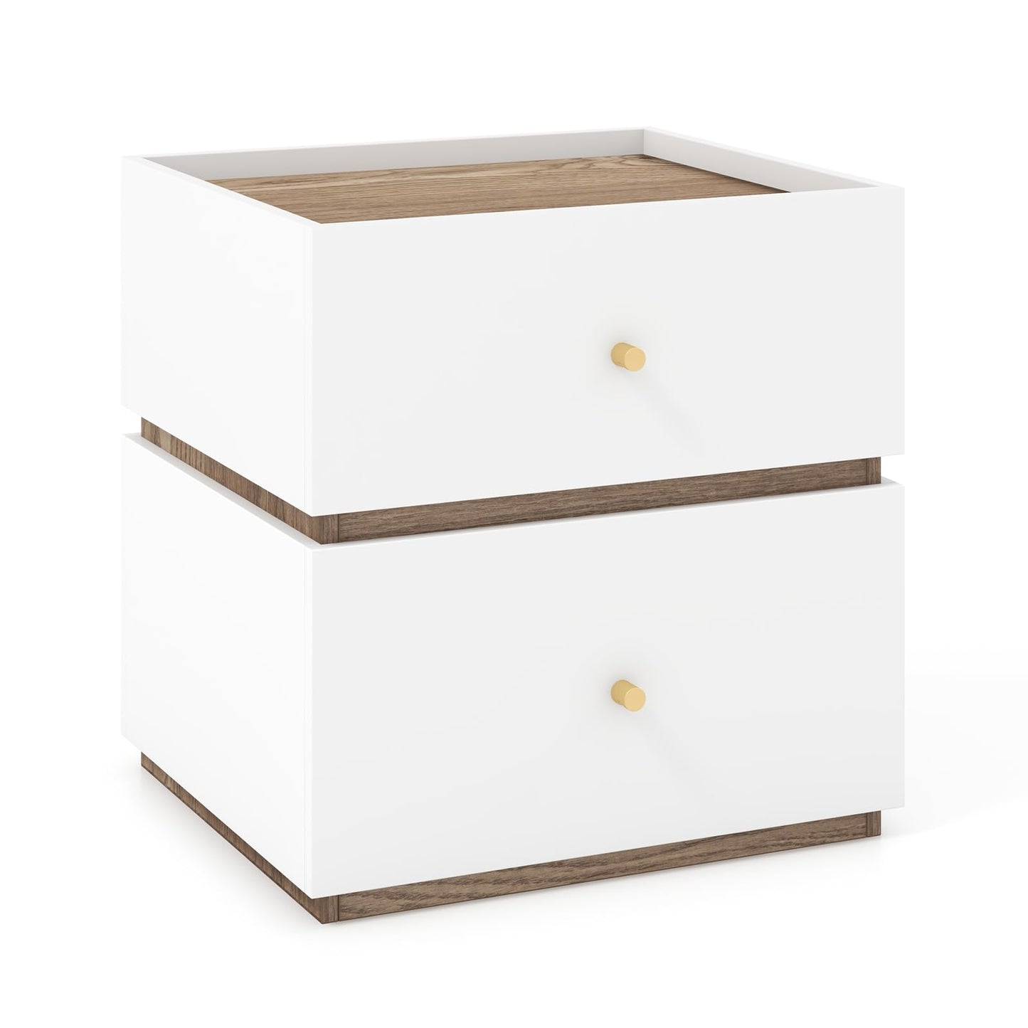 2-Drawer Modern Bedside Table with Storage Compact Floor Night Table