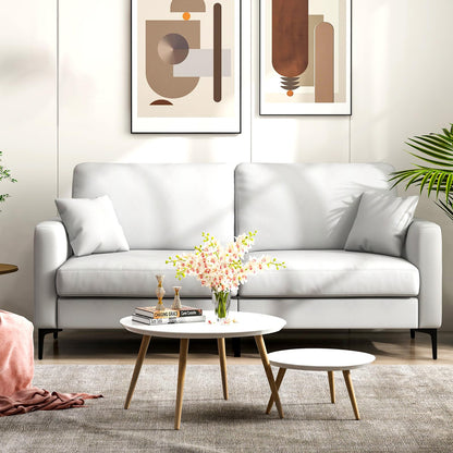 3 Seater Modern Upholstered Corner Sofa Couch with 2 Pillows and 6 Metal Legs