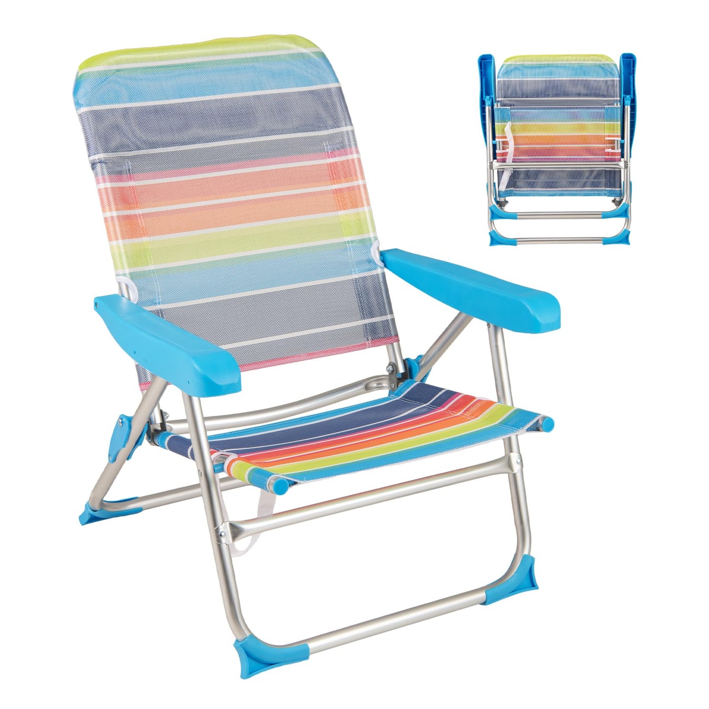 4 Adjustable Position Camping Chair with Armrests & Carry Strap