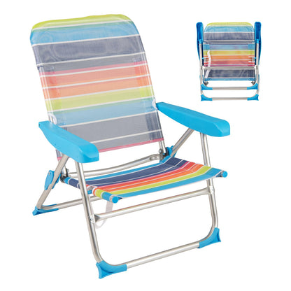 4 Adjustable Position Camping Chair with Armrests & Carry Strap