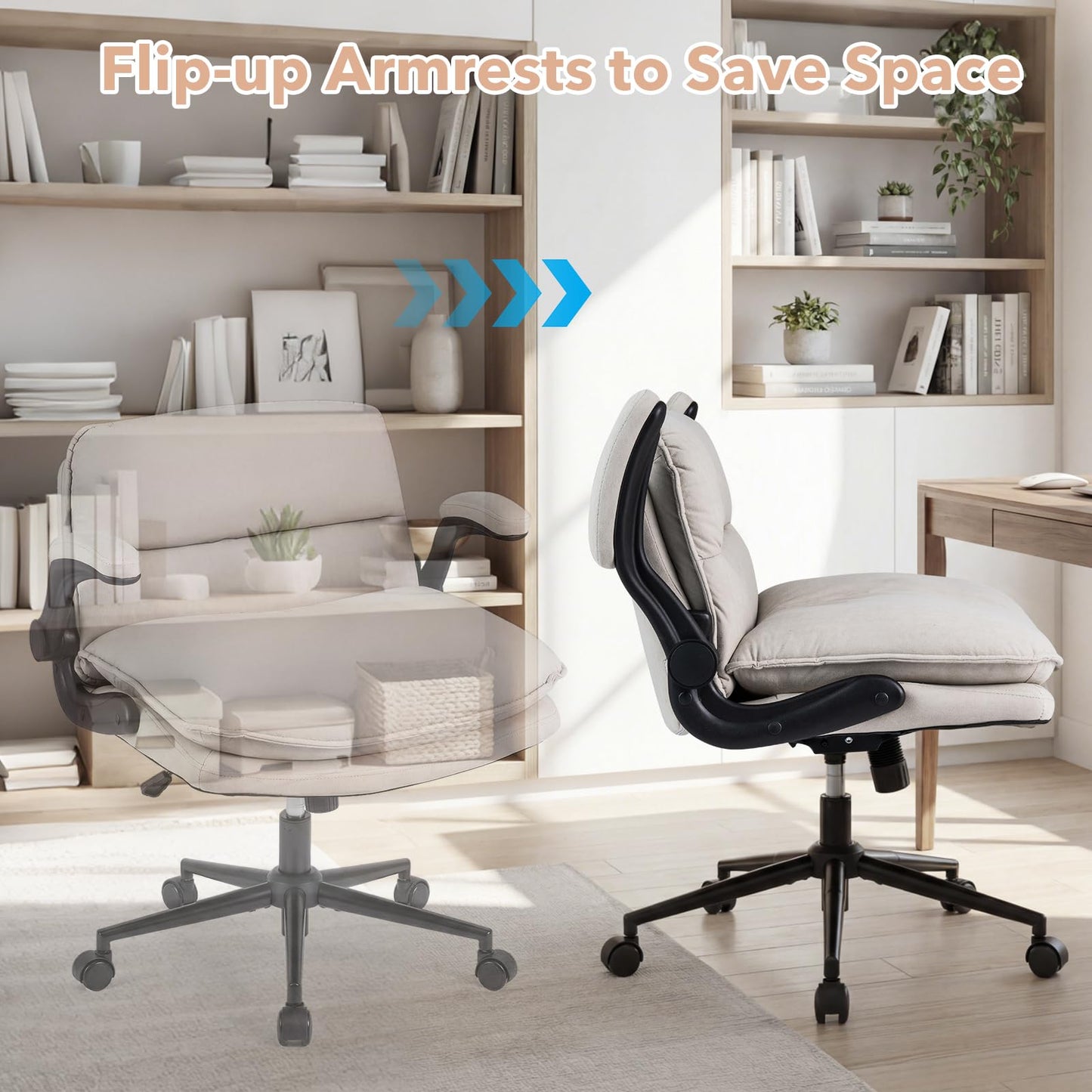 Criss Cross Office Chair on Wheels, Wide Seat Desk Chair