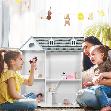 Large Wooden Dolls House with Furniture and Accessories