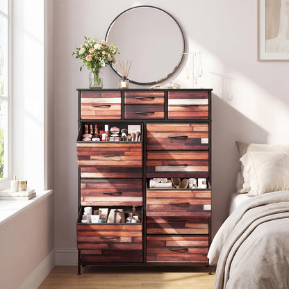 11/14-Drawer Dresser Tall Storage Chest with Metal Frame