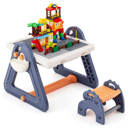 2-in-1 Kids Art Table & Easel with Rotatable & Removable Desktop