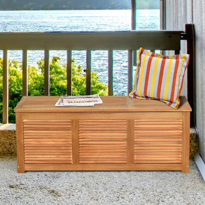 114cm Garden Storage Bench with Flexible Hinges and Handle