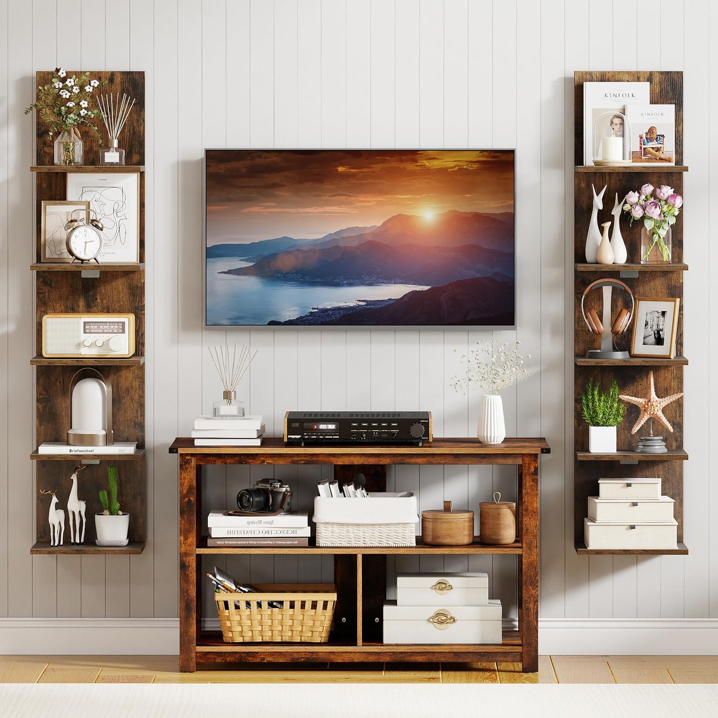 Wall Mounted Bookcase Shelving Unit, Wooden Storage Bookshelf
