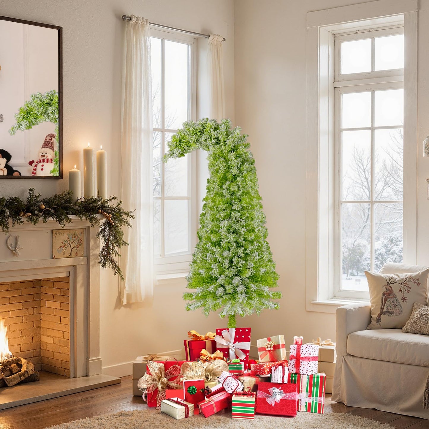 Whimsical Christmas Tree with Branch Tips and Warm White LED Lights