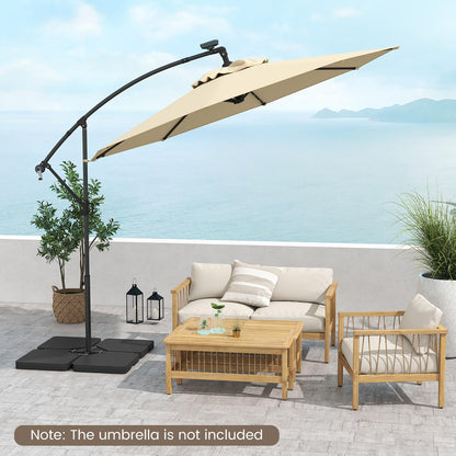 4 Pieces Offset Patio Umbrella Base with 4 Interlocking Pins and Easy-fill Spouts