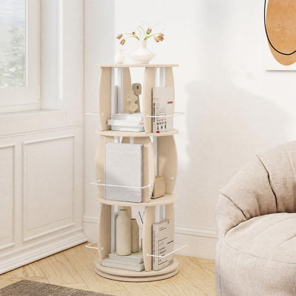 3-Tier 360° Spinning Bookshelf Tower with Display Stands for Small Spaces