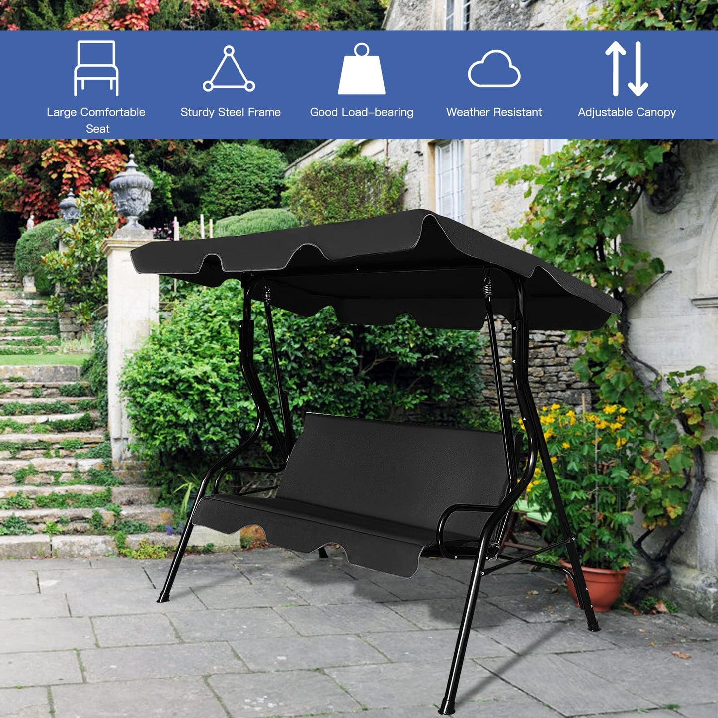 Outdoor 3 Seater Garden Swing Chair