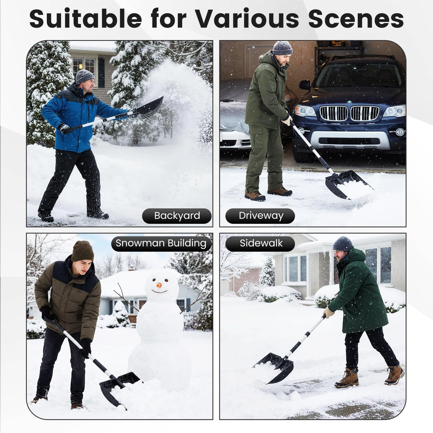 Snow Shovel for Driveway Car, Large Capacity Snow Removal Tool
