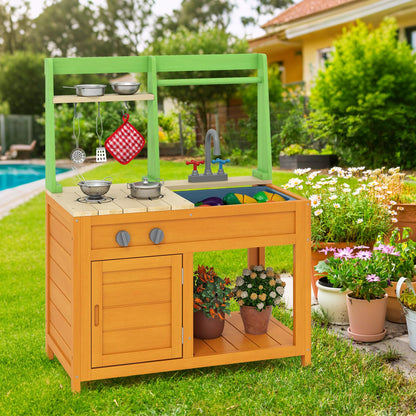 Wooden Kids Toy Kitchen with Realistic Stoves
