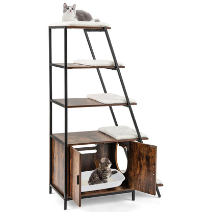 Hidden Cats Washroom Climbing Frame with Ladder Shelf & Removable Plush Cushions