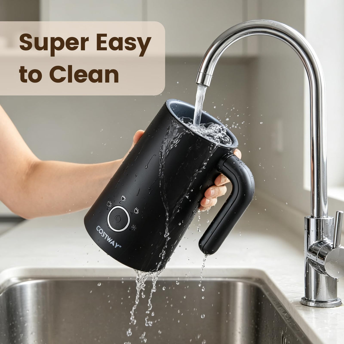 4-in-1 Electric Milk Frother and Steamer with 2 Whisks