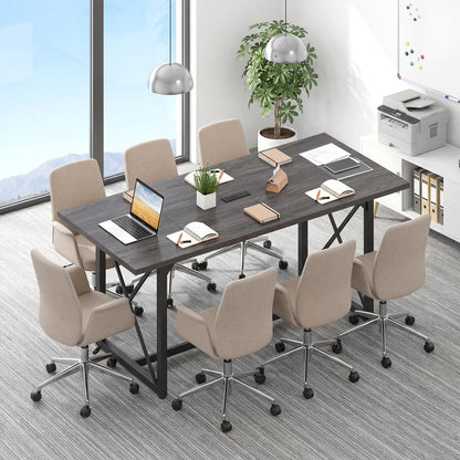 180 CM Conference Table for 6-8 People with Heavy-Duty Metal Frame